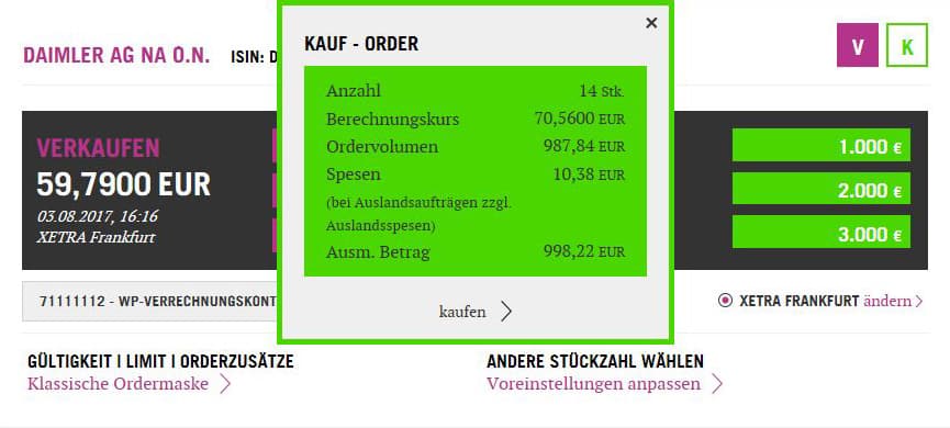 One-Click-Trading Kauf